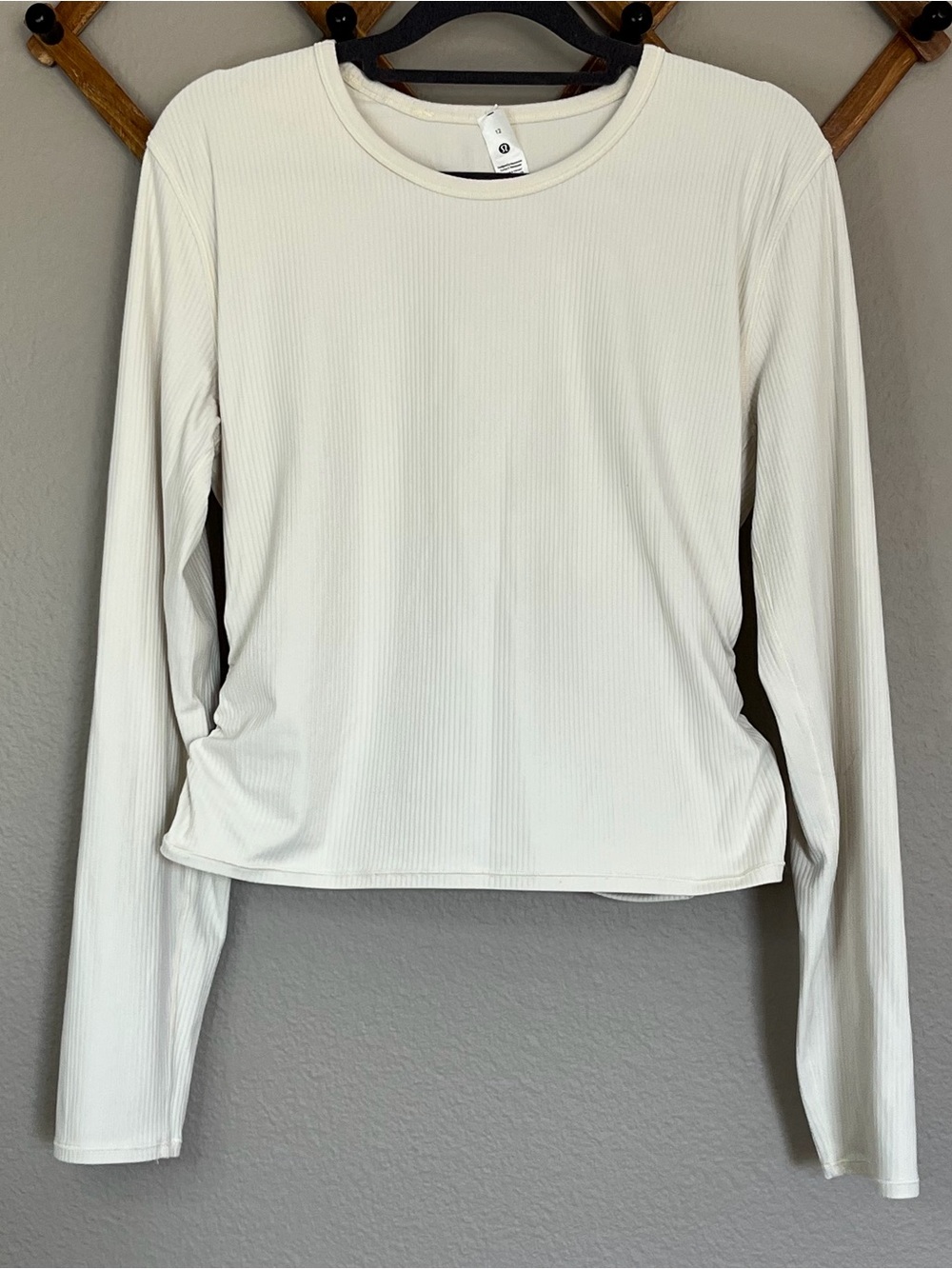 lululemon athletica Cream Ribbed Back-Twist Long-Sleeve Top